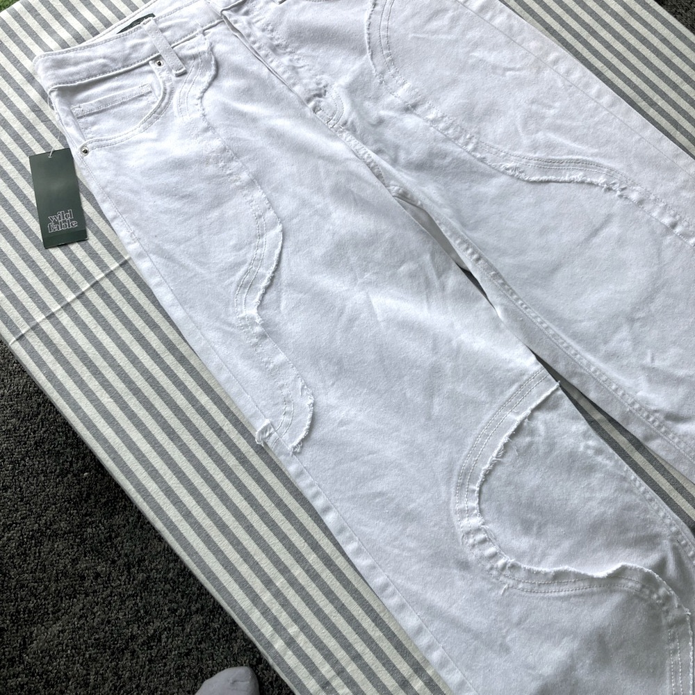 Target Wild Fable Women’s White Wide Leg Jeans Size 6 Unique Design - Picture 3 of 13